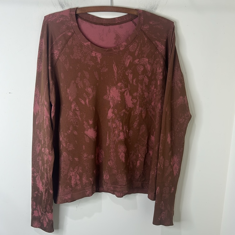 Lululemon Swiftly Tech Shirt 2.0 Shadow Bloom Roasted Brown/Brier Rose Size 16 - Picture 5 of 16